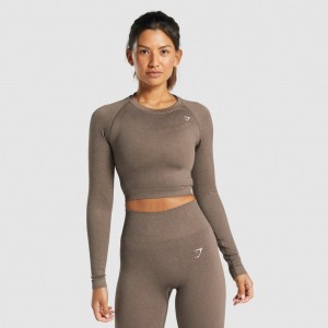 μπλουζακια Gymshark Adapt Fleck Seamless Long Sleeve Crop Mineral | 210WELUFT