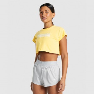 μπλουζακια Gymshark Animal σταμπεσ Infill Crop κίτρινα | 038EINORB