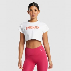μπλουζακια Gymshark Animal σταμπεσ Infill Crop ασπρα | 650XHMGCO