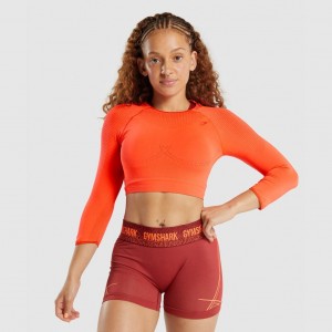 μπλουζακια Gymshark Apex Seamless Crop πορτοκαλι | 582DAPXLW