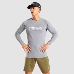 μπλουζακια Gymshark Apollo Long Sleeve Charcoal Marl | 836XIBFWU
