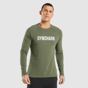μπλουζακια Gymshark Apollo Long Sleeve Ελιά | 038SMVBUN