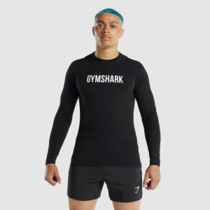 μπλουζακια Gymshark Apollo Long Sleeve μαυρα | 672QHNXSV