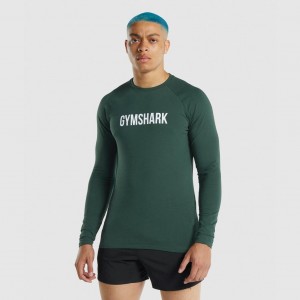 μπλουζακια Gymshark Apollo Long Sleeve σκούρο πρασινο | 136CDPOQR