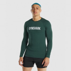 μπλουζακια Gymshark Apollo Long Sleeve σκούρο πρασινο | 295QSRCXB