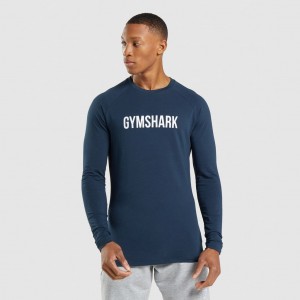 μπλουζακια Gymshark Apollo Long Sleeve σκουρο μπλε | 386OKQWHA