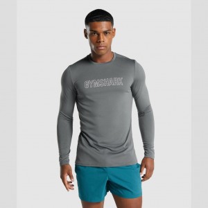 μπλουζακια Gymshark Arrival Long Sleeve σταμπεσ Charcoal | 706WCBYJK