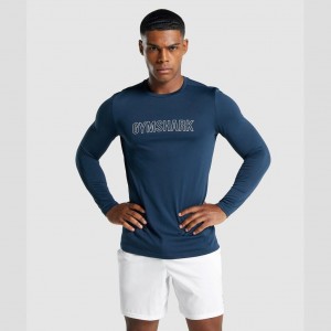 μπλουζακια Gymshark Arrival Long Sleeve σταμπεσ σκουρο μπλε | 031GIOSTE