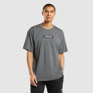μπλουζακια Gymshark Central Oversized Charcoal | 915RSXKVN