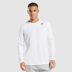 μπλουζακια Gymshark Crest Long Sleeve ασπρα | 307OGYENF