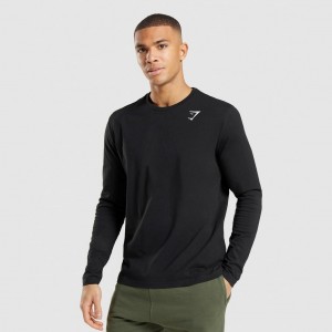 μπλουζακια Gymshark Crest Long Sleeve μαυρα | 507LQRWNB