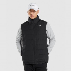 Γιλεκο Gymshark Crest Puffer Vest μαυρα | 754ISYXZN