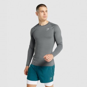 μπλουζακια Gymshark Element Baselayer Long Sleeve Charcoal | 437UDNZIR