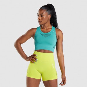 μπλουζακια Gymshark Energy Seamless Crop Fauna Teal | 384DGURJA