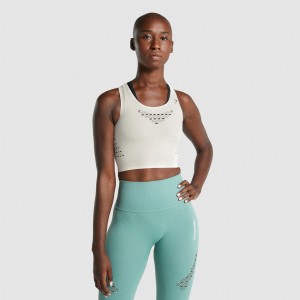 μπλουζακια Gymshark Energy Seamless Crop κρέμα | 036VSZOXN