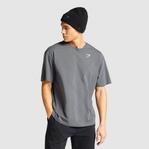 μπλουζακια Gymshark Essential Oversized Charcoal | 769UIXMFK