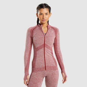 Μπουφαν Gymshark Flex Zip Through μπορντο | 793KMYFGH