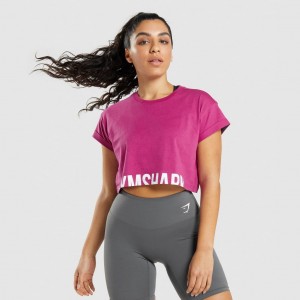 μπλουζακια Gymshark Fraction Crop ροζ | 625OCLISD