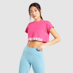 μπλουζακια Gymshark Fraction Crop ροζ | 769KHUVPL