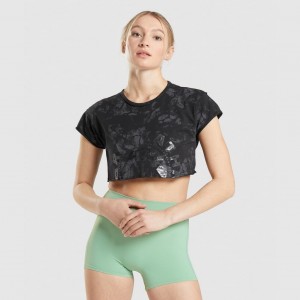 μπλουζακια Gymshark KK Fit Raw Crop μαυρα καμουφλάζ | 685RLZDQA