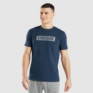 μπλουζακια Gymshark Micro Print Block Infill σκουρο μπλε | 192CRXJKY