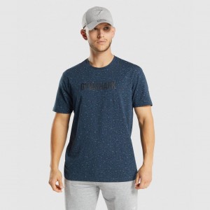μπλουζακια Gymshark Micro Print σκουρο μπλε | 347QACBWL
