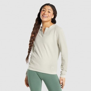 μπλουζακια Gymshark Pause Long Sleeve γκρι | 370LBQUGI