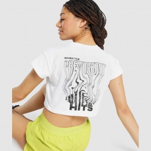 μπλουζακια Gymshark Pre-Workout σταμπεσ Crop ασπρα | 709ITQLGS