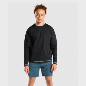 μπλουζακια Gymshark Recess Long Sleeve μαυρα | 581IALBMH