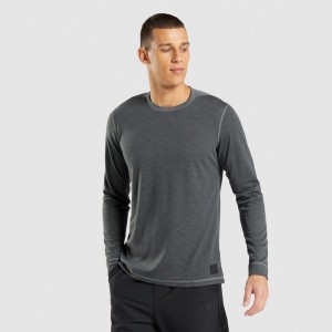 μπλουζακια Gymshark Retake Long Sleeve Charcoal Marl | 573QZONUK