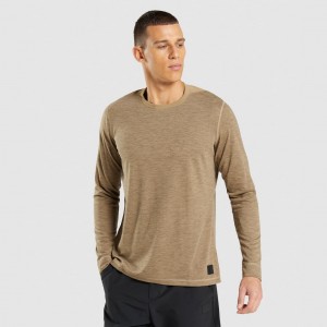 μπλουζακια Gymshark Retake Long Sleeve ανοιχτο καφε | 827ONIDEB