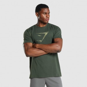 μπλουζακια Gymshark Sharkhead Infill σκούρο πρασινο | 017CLMAHQ