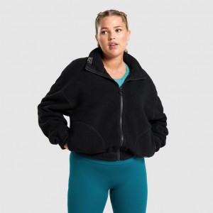Μπουφαν Gymshark Sherpa μαυρα | 837UOBLYE