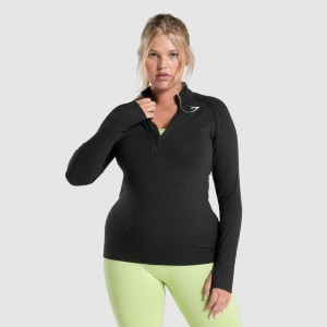 Φουτερ Gymshark Vital Seamless 2.0 1/2 Zip μαυρα | 406RFJSCB