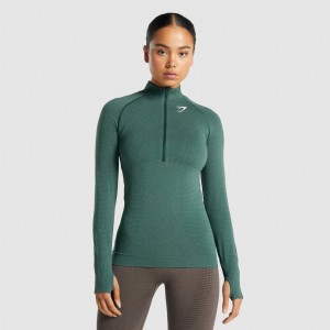 Φουτερ Gymshark Vital Seamless 2.0 1/2 Zip σκούρο πρασινο | 057LBFACP
