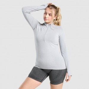 Φουτερ Gymshark Vital Seamless 2.0 1/2 Zip ανοιχτο γκρι | 632UWKNVQ