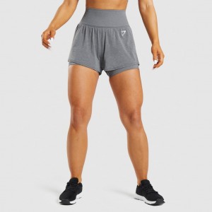 Σορτσ Gymshark Vital Seamless 2.0 2-in-1 γκρι | 650IOXHTB