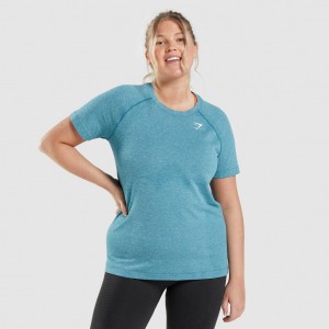 μπλουζακια Gymshark Vital Seamless 2.0 Light Tahoe Teal Marl | 935MGIHVJ