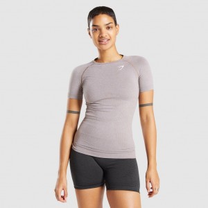 μπλουζακια Gymshark Vital Seamless 2.0 Taupe Marl | 649ENJOTL