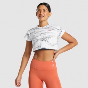 μπλουζακια Gymshark Zone σταμπεσ Crop ασπρα μαυρα | 702NSEJUQ
