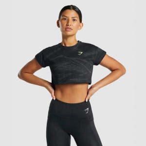 μπλουζακια Gymshark Zone σταμπεσ Crop μαυρα γκρι | 915VLNBMY