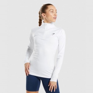 Φουτερ Gymshark Αθλητικά 1/4 Zip ασπρα | 132FKTHNY