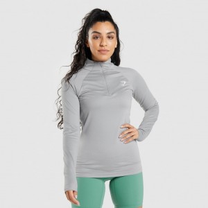 Φουτερ Gymshark Αθλητικά 1/4 Zip γκρι | 824WZSJEG