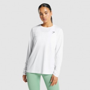 μπλουζακια Gymshark Αθλητικά Long Sleeve ασπρα | 283JUYXHQ