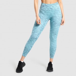 Κολαν Gymshark Αθλητικά Teal Print | 865PUJTSI