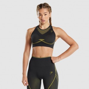 Αθλητικο Σουτιεν Gymshark Apex Seamless μαυρα κίτρινα | 649XPJTOV