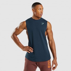 αμανικα μπλουζακια Gymshark Bold Drop Arm σκουρο μπλε | 329PFKIVQ
