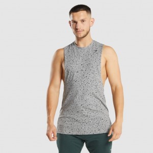 αμανικα μπλουζακια Gymshark Micro Print Drop Arm γκρι | 721JGZPMV