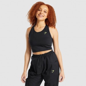 αμανικα μπλουζακια Gymshark Pulse Crop μαυρα | 462WZPIXE