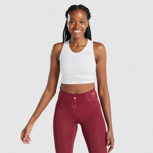 αμανικα μπλουζακια Gymshark Pulse Crop ασπρα | 497ACKXOQ